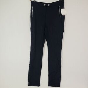 NEW 89th Madison Women Luxe Ponte Skinny Zip Detail Troyser Pants Stretch Sz 10